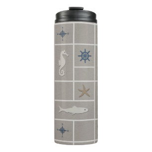 Nautical themed illustration thermal tumbler