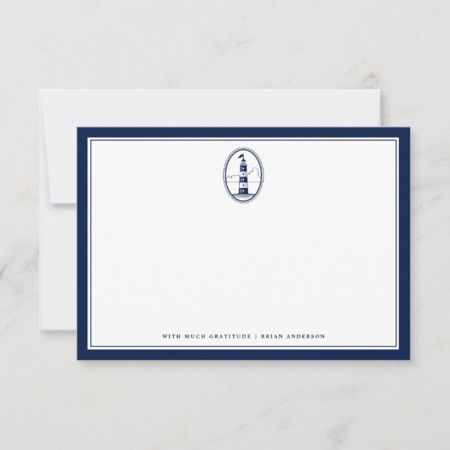 Nautical Themed Lighthouse Office NoteCard (Front)