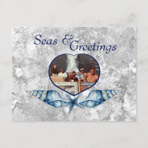 Nautical-themed Seas & Greetings Holiday Postcard