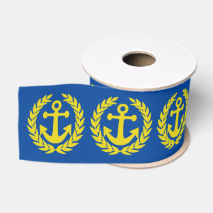 Nautical themed ships anchor grosgrain ribbon
