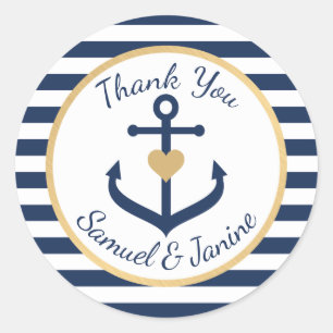 Nautical themed Wedding Thank You Stickers