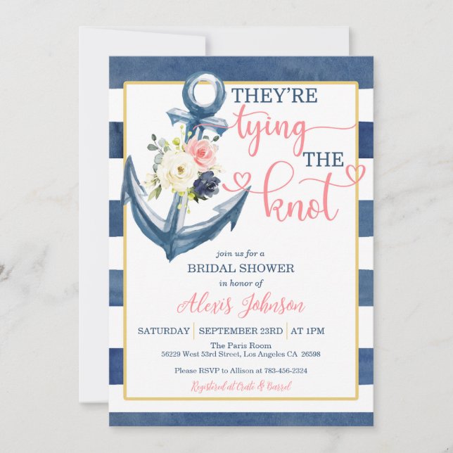 Nautical They'r Tying the Knot Bridal Shower (P/S) Invitation (Front)