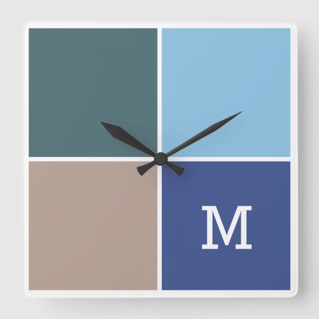 Nautical Tiles custom monogram wall clock (Front)