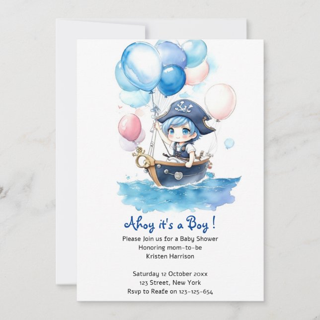 Nautical Treasures Await: Boy Baby Shower Invitation (Front)
