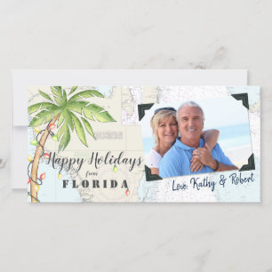 Nautical Tropical Happy Holidays from Florida Holiday Card
