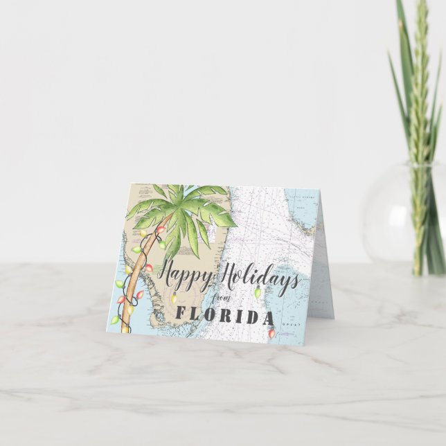 Nautical Tropical Happy Holidays from Florida  Holiday Card (Front)
