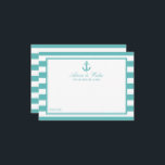 Nautical Turquoise Stripe Anchor Wedding Advice Card<br><div class="desc">Celebrate in style with these nautical anchor advice cards. The simple yet stylish design will allow your guests to write a note of advice for you to keep and read over in years to come. The wording is easy to personalise so these cards can quickly be transformed into advice cards...</div>