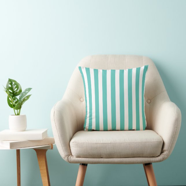 Nautical Turquoise & White Striped  Cushion (Chair)