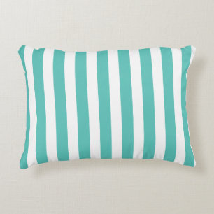 Nautical Turquoise & White Striped  Decorative Cushion