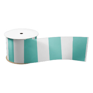 Nautical Turquoise & White Striped  Satin Ribbon