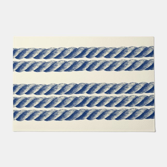 Nautical Twisted Sisal Rope Stripes Pattern Doormat (Front)