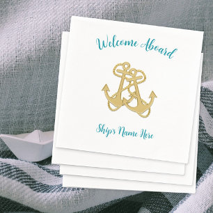  Nautical Two Anchors Welcome Aboard Galley Napkin