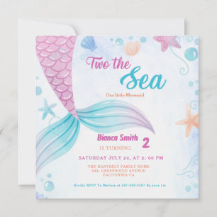 Nautical two the Sea 2nd Birthday party Invitation