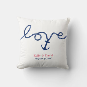 Nautical Tying the Knot Anchor Wedding Cushion