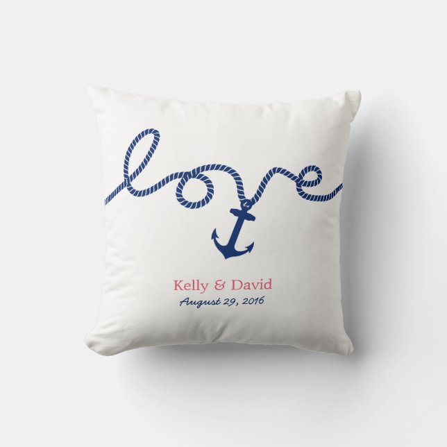 Nautical Tying the Knot Anchor Wedding Cushion (Front)