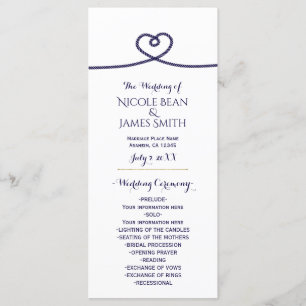 Nautical Tying the Knot Heart Wedding Program