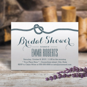 Nautical Tying the Knot Navy Bridal Shower Invitation