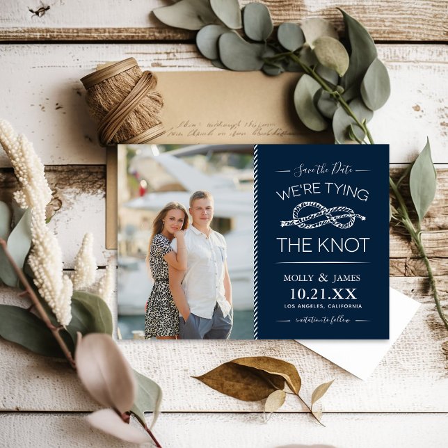 Nautical Tying the Knot Photo Save the Date (Creator Uploaded)