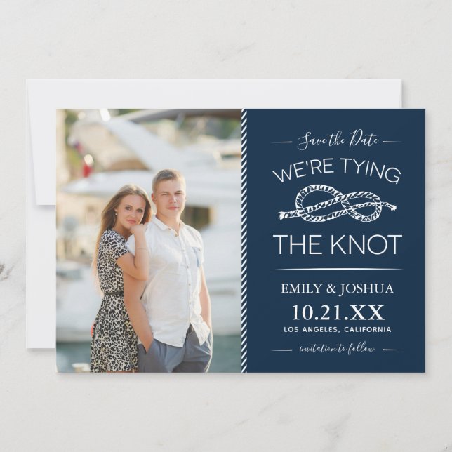 Nautical Tying the Knot Photo Save the Date (Front)