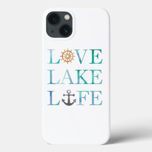 Nautical Typography Love Lake Life Wheel Anchor Case-Mate iPhone Case (Back)