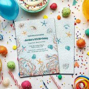 Nautical Under the Sea 4th Birthday Invitation