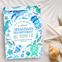 Nautical Under the Sea Blue Watercolor 