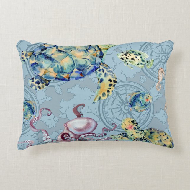 Nautical Under the Sea  Decorative Cushion (Front)