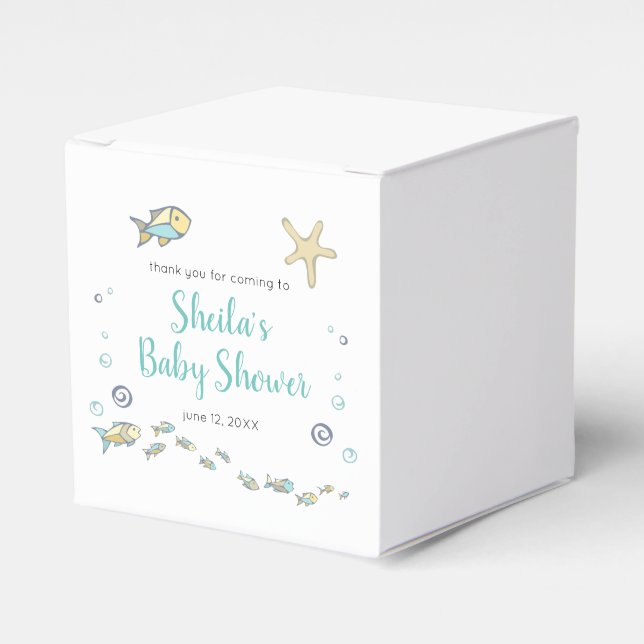 Nautical Under The Sea Fish Baby Shower Favour Box (Front Side)
