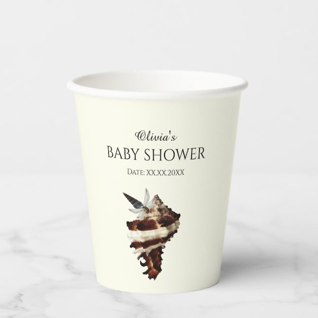 Nautical under the sea shell desert chic butterfly paper cups (Front)
