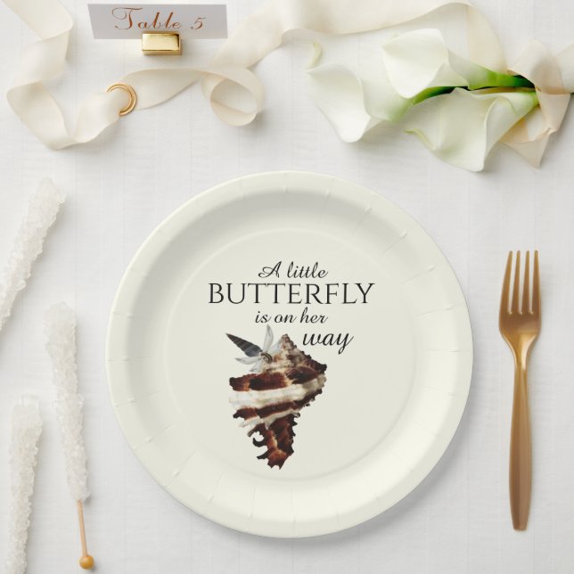 Nautical under the sea shell desert chic butterfly paper plate (Wedding)
