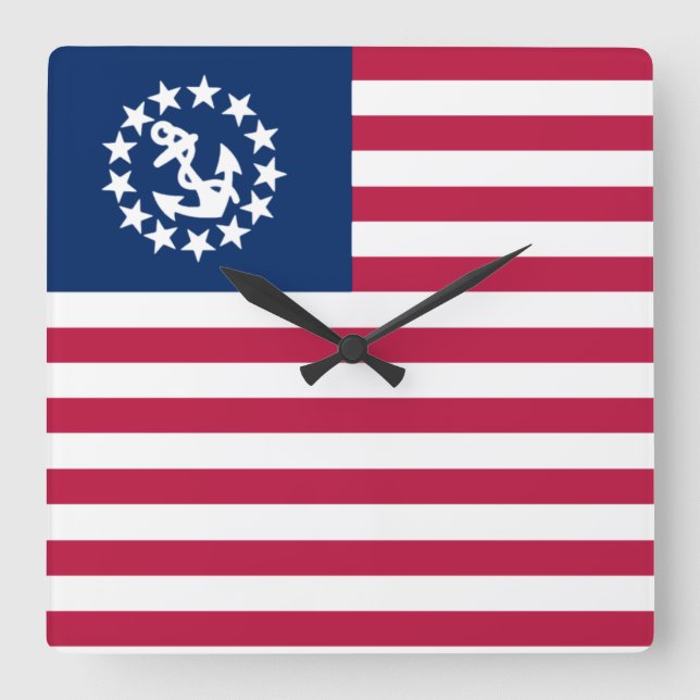 Nautical USA Sailing Flag Square Wall Clock (Front)
