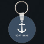 Nautical Vintage Anchor Boat or Name Gray Blue Key Ring<br><div class="desc">Nautical Vintage Anchor Add You Name,  Boat Name or Custom Text Keychain.</div>