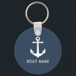 Nautical Vintage Anchor Boat or Name Gray Blue Key Ring<br><div class="desc">Nautical Vintage Anchor Add You Name,  Boat Name or Custom Text Keychain.</div>