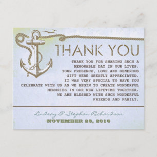 nautical vintage anchor wedding thank you cards