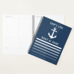 Nautical Vintage Anchor Your Ship's Log Blue Planner<br><div class="desc">Nautical Vintage Anchor with Your Boat Name or Custom Text Ship's Log Day Planner.</div>