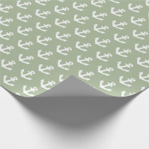 Nautical Vintage anchors pattern on sage green
