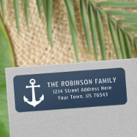 Nautical Vintage Boat Anchor Grey Blue Address