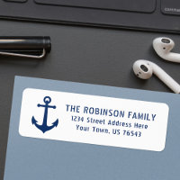 Nautical Vintage Boat Anchor Navy Blue Address