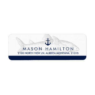 Nautical Vintage Great White   Return Address Label