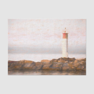 Nautical Vintage Red White Lighthouse Art Tissue Paper