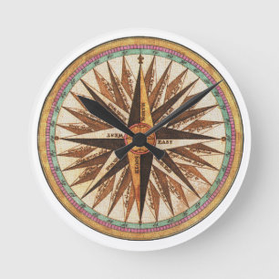 Nautical Vintage Ship’s Compass Navigator Sailing Round Clock