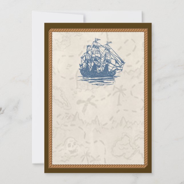 Nautical Vintage Ship Treasure Map Invitation (Front)