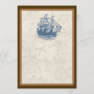 Nautical Vintage Ship Treasure Map Invitation