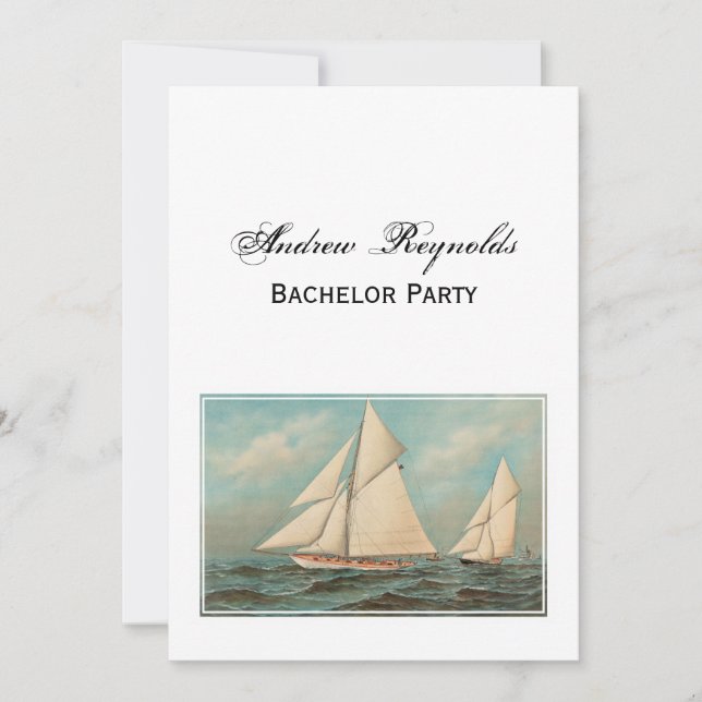 Nautical Vintage Yachts Racing #1 Invitation (Front)