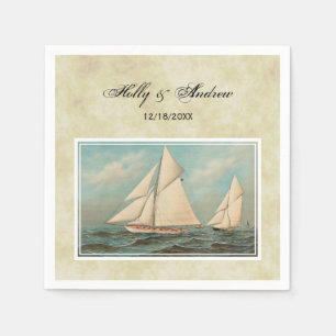 Nautical Vintage Yachts Racing #1 TS Background Napkin