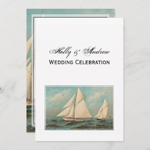 Nautical Vintage Yachts Racing #1 Wedding Invitation