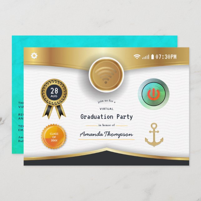 Nautical Virtual Graduation Party Invitation (Front/Back)