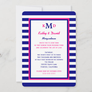 Nautical Vow Renewal Invitation Navy and Pink