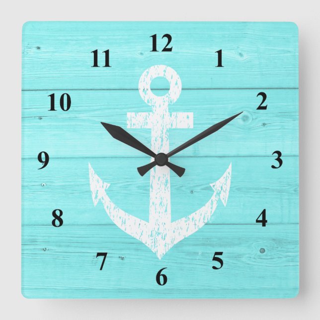 Nautical wall clock | ship anchor and wood panels (Front)