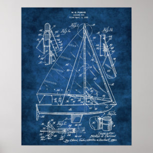 Nautical Wall Decor Sailboat Blueprint #3